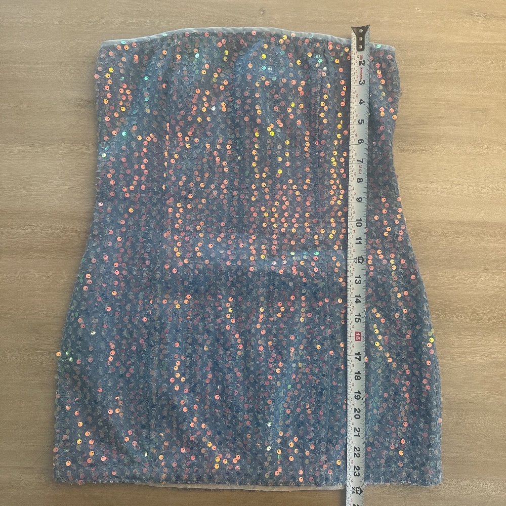 Revolve Superdown Claudia Sequin Light Denim Dress - image 3